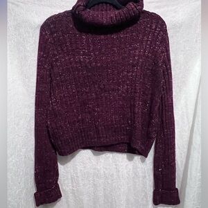 She + Sky burgundy & gold turtleneck sweater​​​